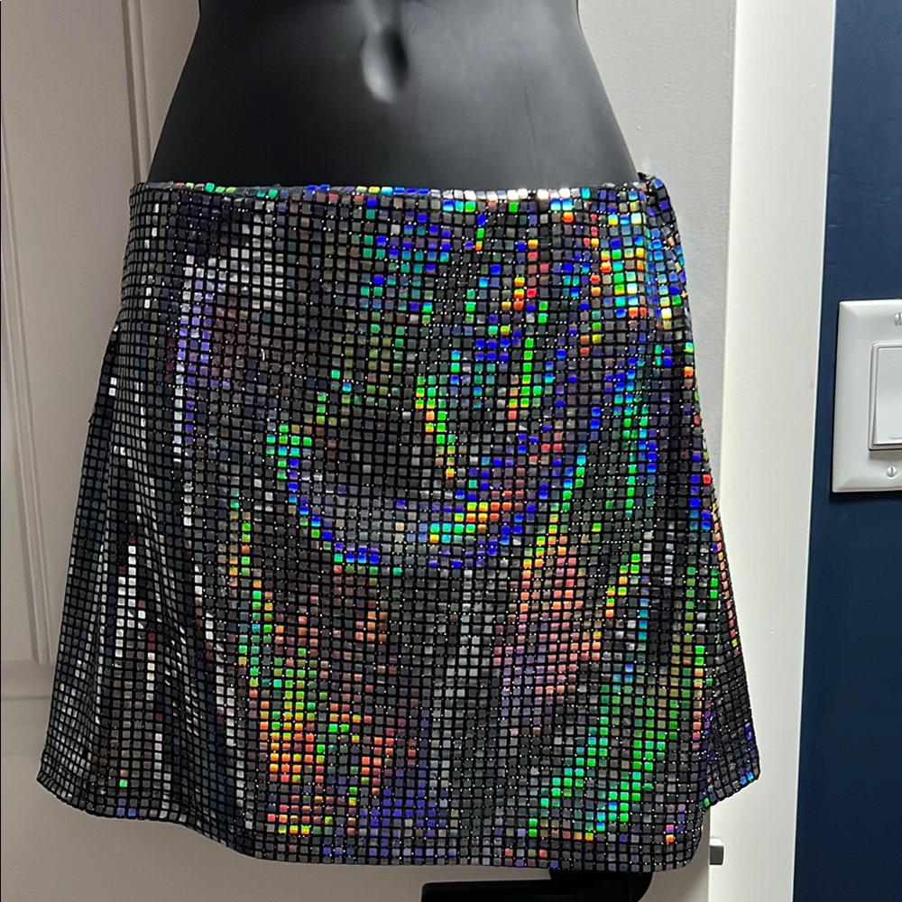 Refuge Iridescent Sequin A-Line Skirt